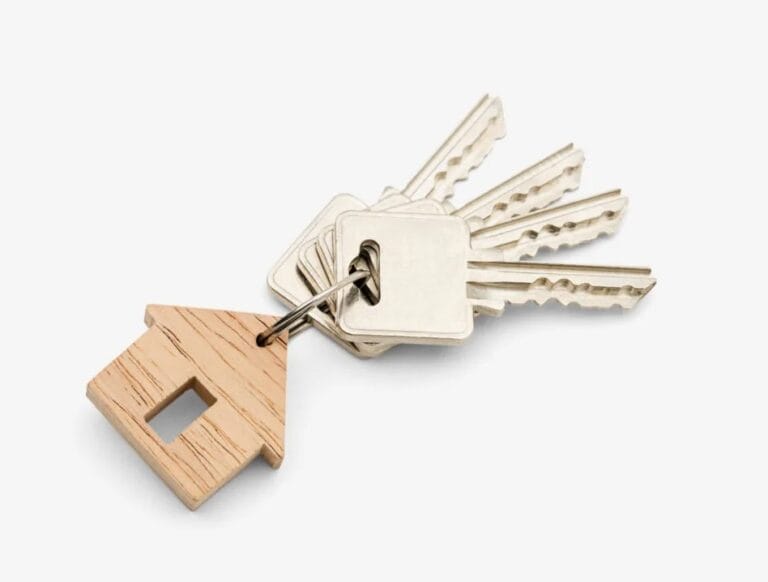 Sleutelhanger huisje met sleutels
